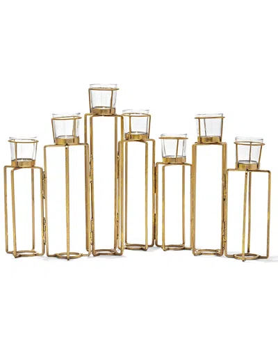 Tozai Home Serpentine Set Of 7 Candleholders In Gold