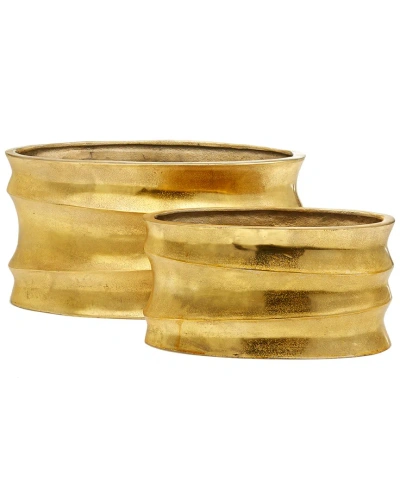 Tozai Home Set Of 2 Gold Planters