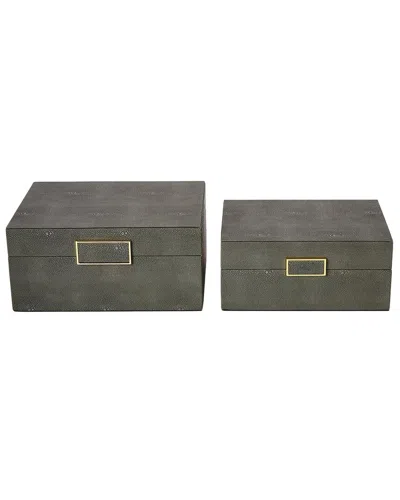 Tozai Home Set Of 2 Shagreen Boxes In Gray