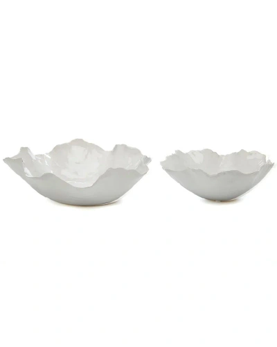 Tozai Home Set Of 2 Ceramic Bowl In White