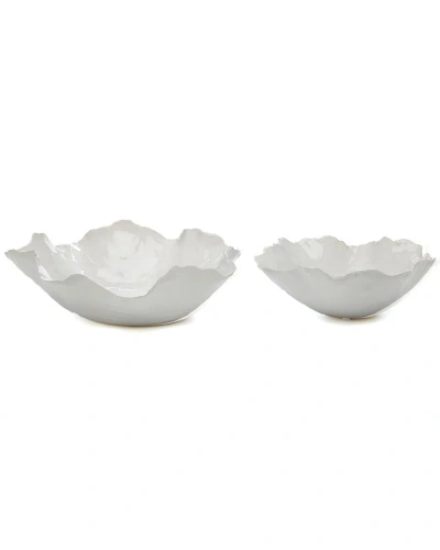 TOZAI HOME SET OF 2 WHITE FREE FORM BOWLS