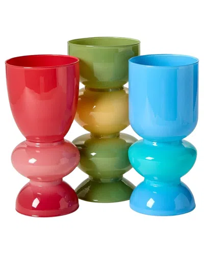 Tozai Home Set Of 3 Mixed Color Glass Vases In Multi