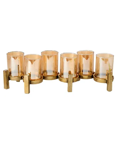 Tozai Home Set Of 6 Luster Candle Decorative Centerpieces In Brown