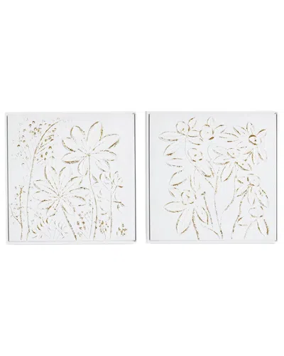 Tozai Home Set Of Two 24in Textured Plaster Wall Art Pieces In White