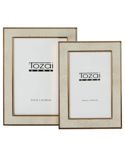 Tozai Home Shagreen Set Of 2 Photo Frames In Neutral