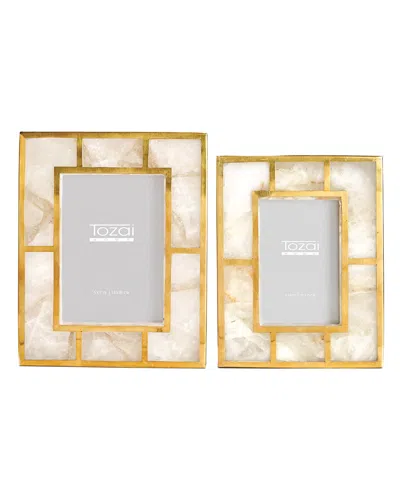 Tozai Home White Quartz Set Of 2 Photo Frames