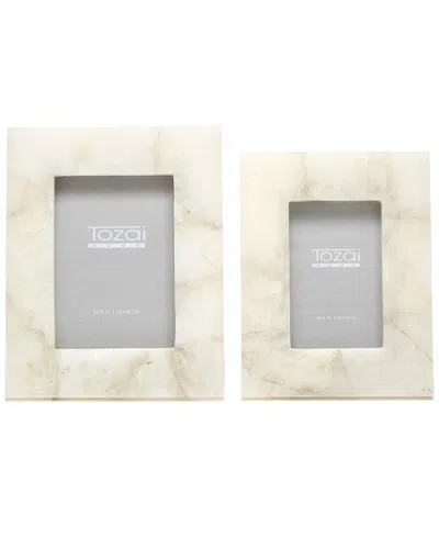 Tozai Home White Quartz Set Of 2 Photo Frames