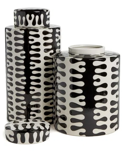 Tozai Set Of 2 Jigsaw Jars In Black