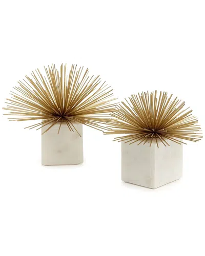 Tozai Set Of 2 Starburst Sculptures In White