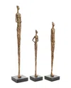 Tozai Set Of 3 Standing Tall Female Sculptures On Black Stand In Brown