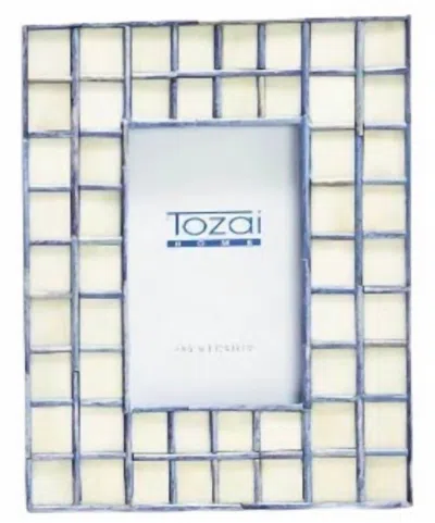 Tozai Square Tiled 4x6 Frame In Natural And Blue In White