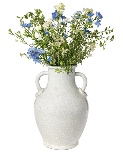 Tozai Two's Company 17.5in Crackle Two-handled Urn In White