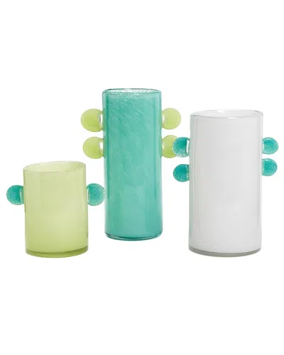 Tozai Two's Company Colored Art Glass Vase With Colored Accents In Multi