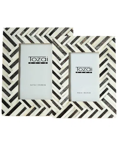 Tozai Two's Company Set Of 2 Braided Photo Frames In Brown