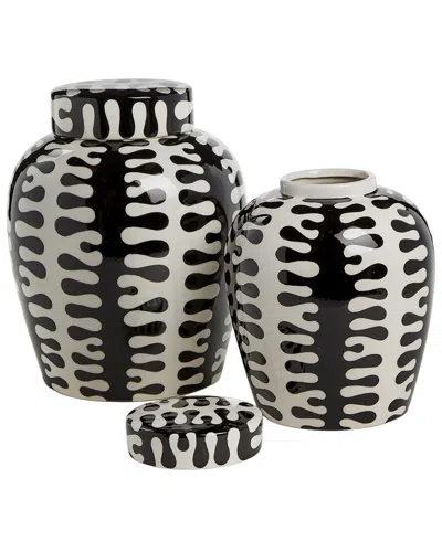 Tozai Two's Company Set Of 2 Jigsaw Jars In Black