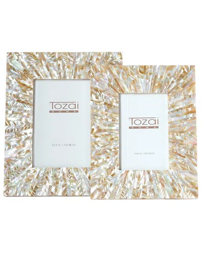 Tozai Two's Company Set Of 2 Natural Mop Photo Frames In White