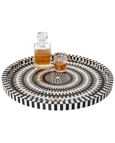 Tozai Two's Company The Concentric Decorative Round Serving Tray In Black