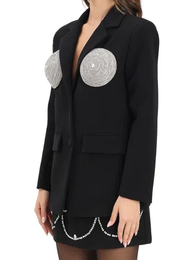 Tpn Black Polyester Long Jacket