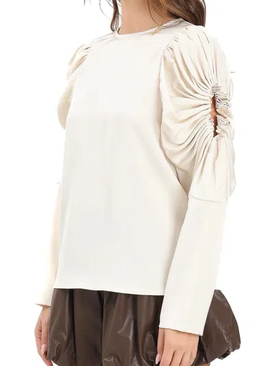 Tpn Butter Polyester Satin Blouse In Neutral