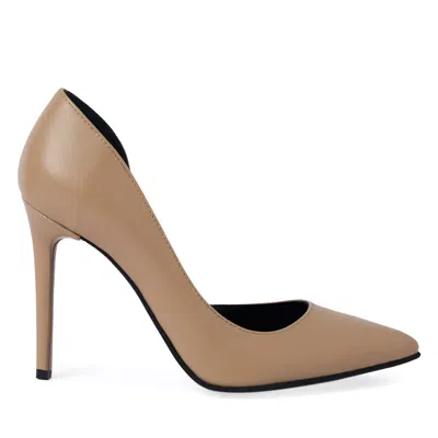 Traces Of Heels Neutrals Remarkable Lady Pumps In Nude Leather In Black/brown