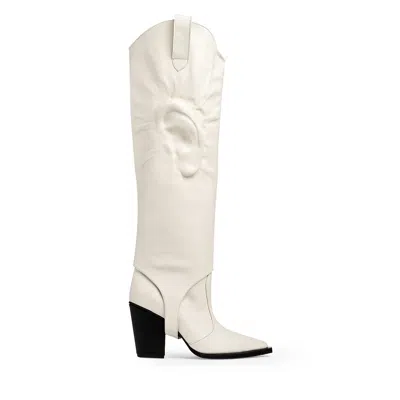 Traces Of Heels Women's Neutrals Hello Can You Hear  Me? Boots In Butter-colored Nappa Leather In Black
