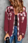 Tracies Sherpa Plaid Shacket In Red In Red