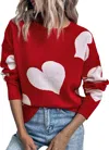 Tracies Valentine Heart Sweater In Red In Red