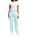 Tractr Alice High Rise Wide Straight Ankle Crop Jean In Clearwater In Blue