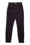 Tractr Corduroy Skinny W/ Fray Hem Jeans In Black In Black
