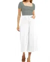 Tractr Denim Culotte With Back Waist Buckle In White In White