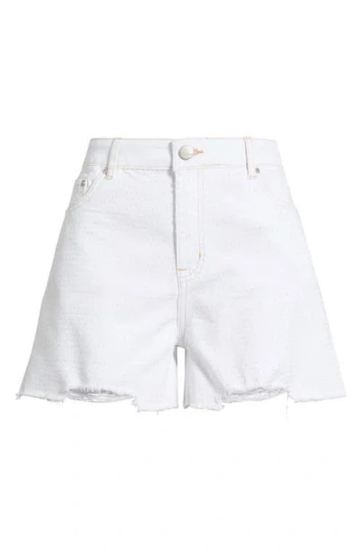 Tractr Distressed High Waist Cutoff Denim Shorts In White