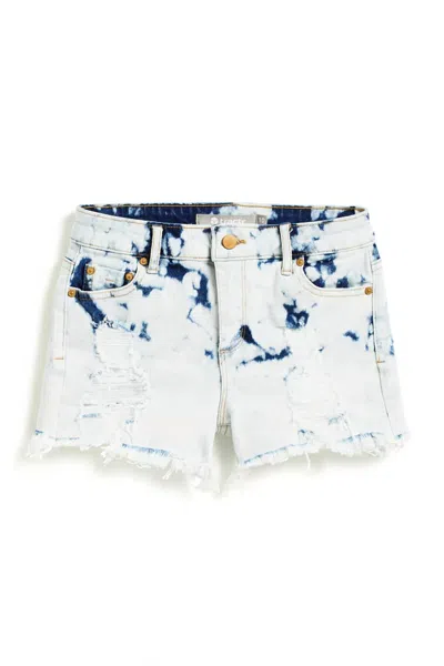 Tractr Kids' Girl's 5 Pockets Fray Short In Indigo In White