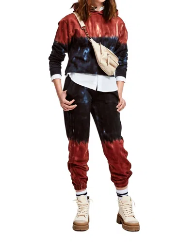 Tractr Kids' Girl's Fiery Tie Dye Jogger In Black,rust In Multi