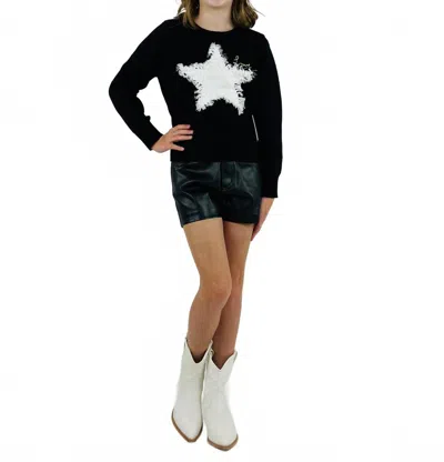 Tractr Kids' Girl's High Rise Faux Leather Short In Black