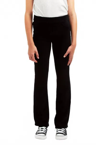 Tractr Kids' Girl's Pull On Knit Corduroy Flare Pant In Black