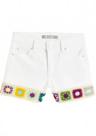 Tractr Kids' Girls Brittany Mid Rise Crochet Short In White