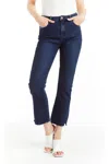 Tractr High Rise Ankle Crop Flare Jeans In Indigo In Blue