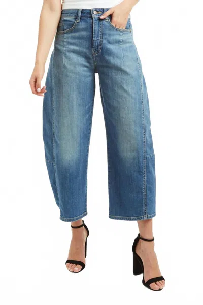 Tractr High Rise Barrel Crop Jeans In Blue