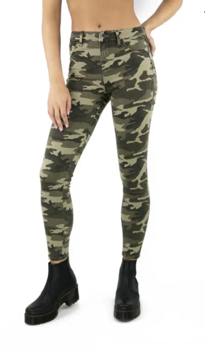 Tractr High Rise Denim In Camo In Multi