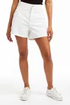 Tractr High Rise Mom Short With Side Slit In White