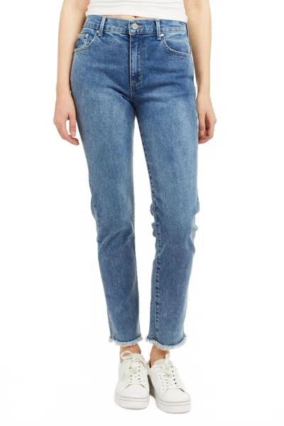 Tractr High Rise Slim Straight Jeans In Indigo In Blue