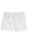 TRACTR HIGH WAIST STUD STRETCH COTTON SHORTS
