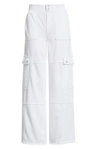 Tractr High Waist Wide Leg Cargo Jeans In White