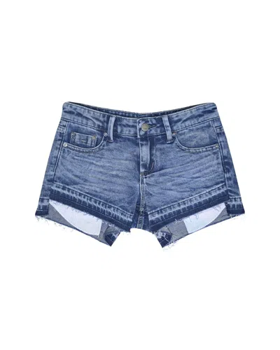 Tractr Jeans 5-pocket Asymmetrical Hi-low Short In Blue