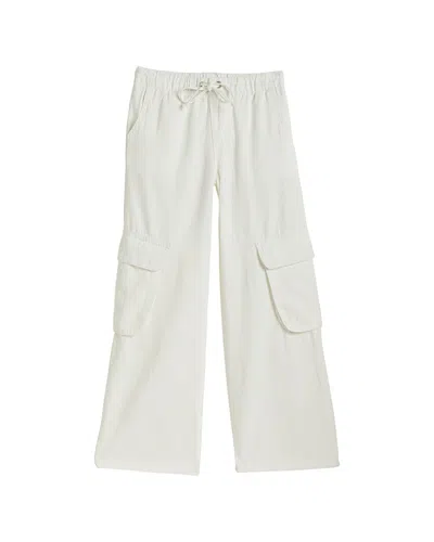 Tractr Kids'  Jeans Cargo Pocket Pull-on Wide Leg Pant With Drawstring In White