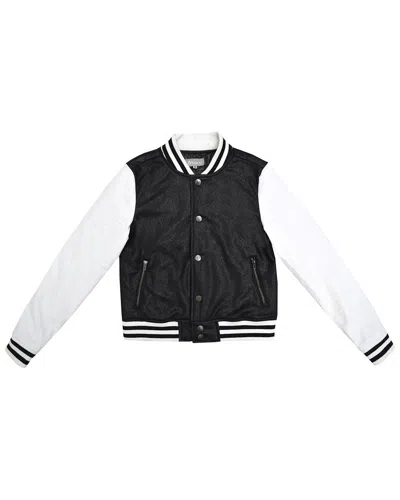 Tractr Kids'  Jeans Crackle Coated Suede Twill Jacket In Black