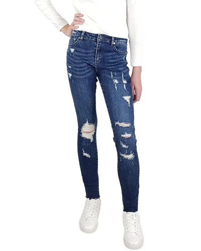 Tractr Jeans Diane Basic Mid-rise Skinny Pant In Blue