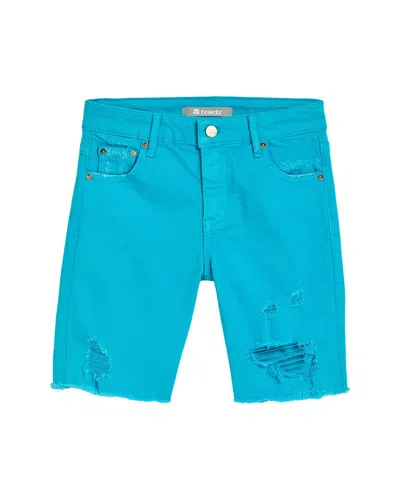 Tractr Jeans Diane Destructed Bermuda Short In Blue