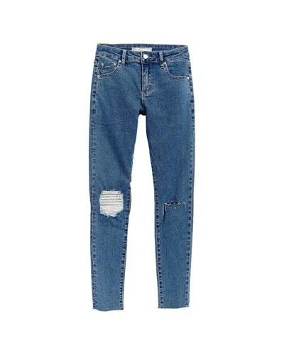 Tractr Kids'  Jeans Diane Mid Rise Skinny Pant With Destruction In Blue