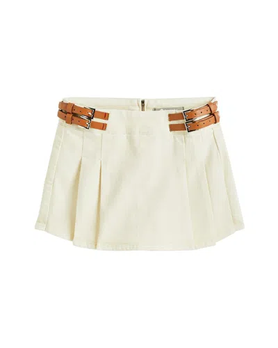 Tractr Jeans Double Belted Pleated Skort In White